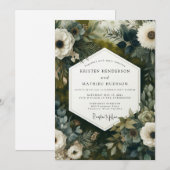 Invitation Mariage Botanique de Teinte de Tilleul Profond en (Devant / Derrière)