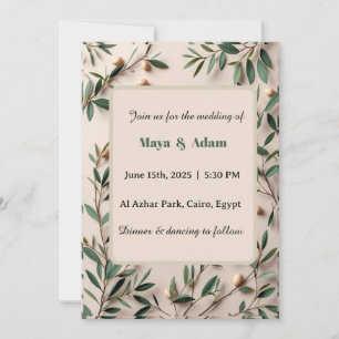 Invitation Mariage botanique de verdure de branche d'olivier