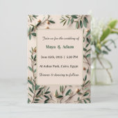 Invitation Mariage botanique de verdure de branche d'olivier (Debout devant)