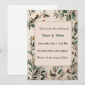 Invitation Mariage botanique de verdure de branche d'olivier (Devant / Derrière)