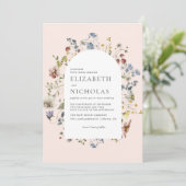 Invitation Mariage botanique de verdure de fleur sauvage (Debout devant)