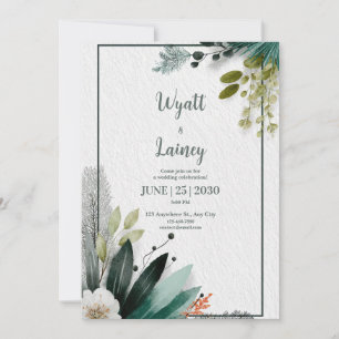 Invitation Mariage Botanique de Verdure Émeraude Tropicale Mo