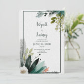 Invitation Mariage Botanique de Verdure Émeraude Tropicale Mo (Debout devant)