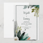 Invitation Mariage Botanique de Verdure Émeraude Tropicale Mo (Devant / Derrière)