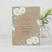 Invitation Mariage botanique délicat à la crème (Debout devant)