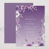 Invitation Mariage Botanique Délicat Améthyste (Devant / Derrière)