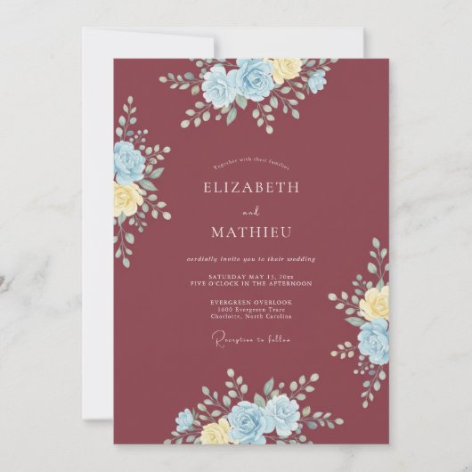 Invitation Mariage Botanique Delicat Bordeaux (Devant)