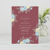 Invitation Mariage Botanique Delicat Bordeaux (Debout devant)
