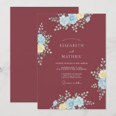 Invitation Mariage Botanique Delicat Bordeaux (Devant / Derrière)
