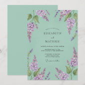 Invitation Mariage Botanique Délicat Menthe (Devant / Derrière)