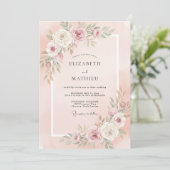 Invitation Mariage Botanique Délicat Rose Pâle (Debout devant)