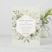 Invitation Mariage Botanique Délicat Sage (Debout devant)