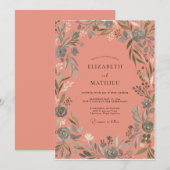 Invitation Mariage Botanique Délicat Terracotta (Devant / Derrière)