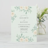 Invitation Mariage Botanique Délicat Vert Menthe (Debout devant)