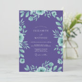 Invitation Mariage botanique délicat violet (Debout devant)