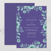 Invitation Mariage botanique délicat violet (Devant / Derrière)