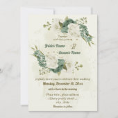 Invitation mariage botanique des fleurs blanches sauge (Devant)