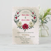 Invitation mariage botanique des fleurs jaune pâle rouge (Debout devant)