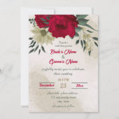 Invitation mariage botanique des fleurs jaune pâle rouge (Devant)