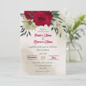 Invitation mariage botanique des fleurs jaune pâle rouge (Debout devant)