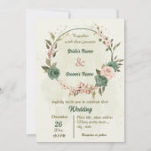 Invitation mariage botanique des fleurs vert sauge (Devant)