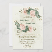 Invitation mariage botanique des fleurs vert sauge (Devant)