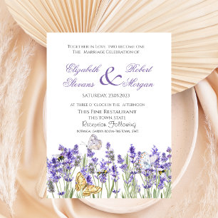 Invitation Mariage botanique des papillons Lavander