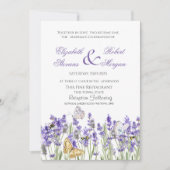 Invitation Mariage botanique des papillons Lavander (Devant)