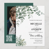 Invitation Mariage botanique d'Eucalyptus (Devant / Derrière)