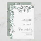 Invitation Mariage botanique d'Eucalyptus (Devant / Derrière)