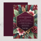 Invitation Mariage Botanique d'Hiver Bourguignon (Devant / Derrière)