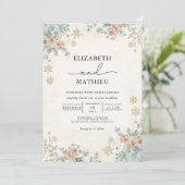 Invitation Mariage botanique d'hiver floral (Debout devant)