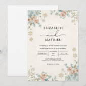 Invitation Mariage botanique d'hiver floral (Devant / Derrière)