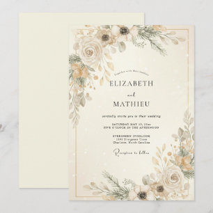 Invitation Mariage Botanique d'Hiver Sérénité d'Ivoire