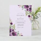 Invitation Mariage Botanique Distinctif Violet (Debout devant)