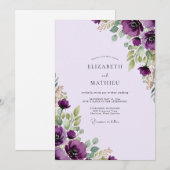 Invitation Mariage Botanique Distinctif Violet (Devant / Derrière)