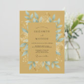Invitation Mariage botanique distingué or (Debout devant)