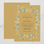 Invitation Mariage botanique distingué or (Devant / Derrière)