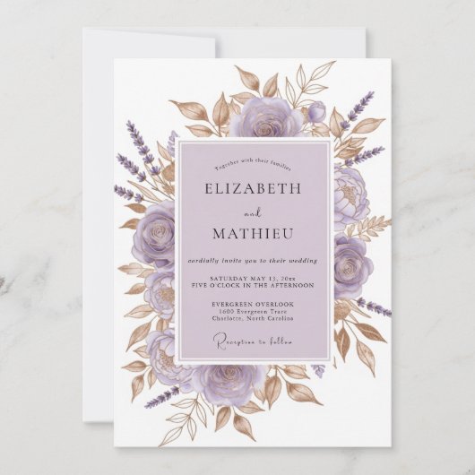 Invitation Mariage Botanique Divine Lavande (Devant)