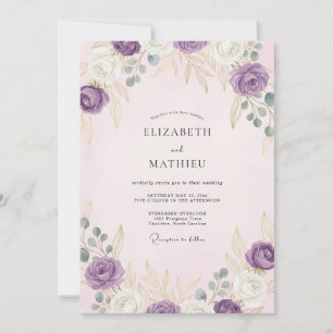 Invitation Mariage Botanique Doré Lavande