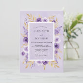 Invitation Mariage Botanique Doré Lilac (Debout devant)