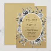 Invitation Mariage Botanique Doré Lustré (Devant / Derrière)