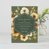 Invitation Mariage Botanique Doré Olive (Debout devant)