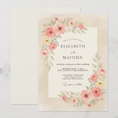 Invitation Mariage Botanique Douce Abricot (Devant / Derrière)