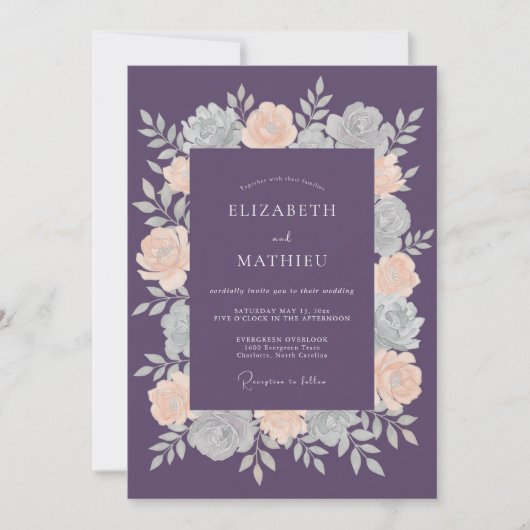 Invitation Mariage Botanique Douce de Prune en Hiver (Devant)