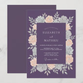 Invitation Mariage Botanique Douce de Prune en Hiver (Devant / Derrière)