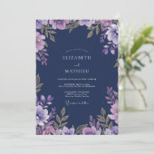 Invitation Mariage Botanique Douce Lavande (Debout devant)