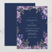 Invitation Mariage Botanique Douce Lavande (Devant / Derrière)