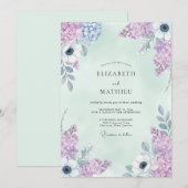 Invitation Mariage Botanique Douce Lilas (Devant / Derrière)