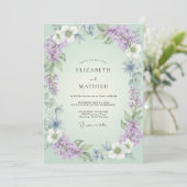 Invitation Mariage Botanique Douce Lilas (Debout devant)
